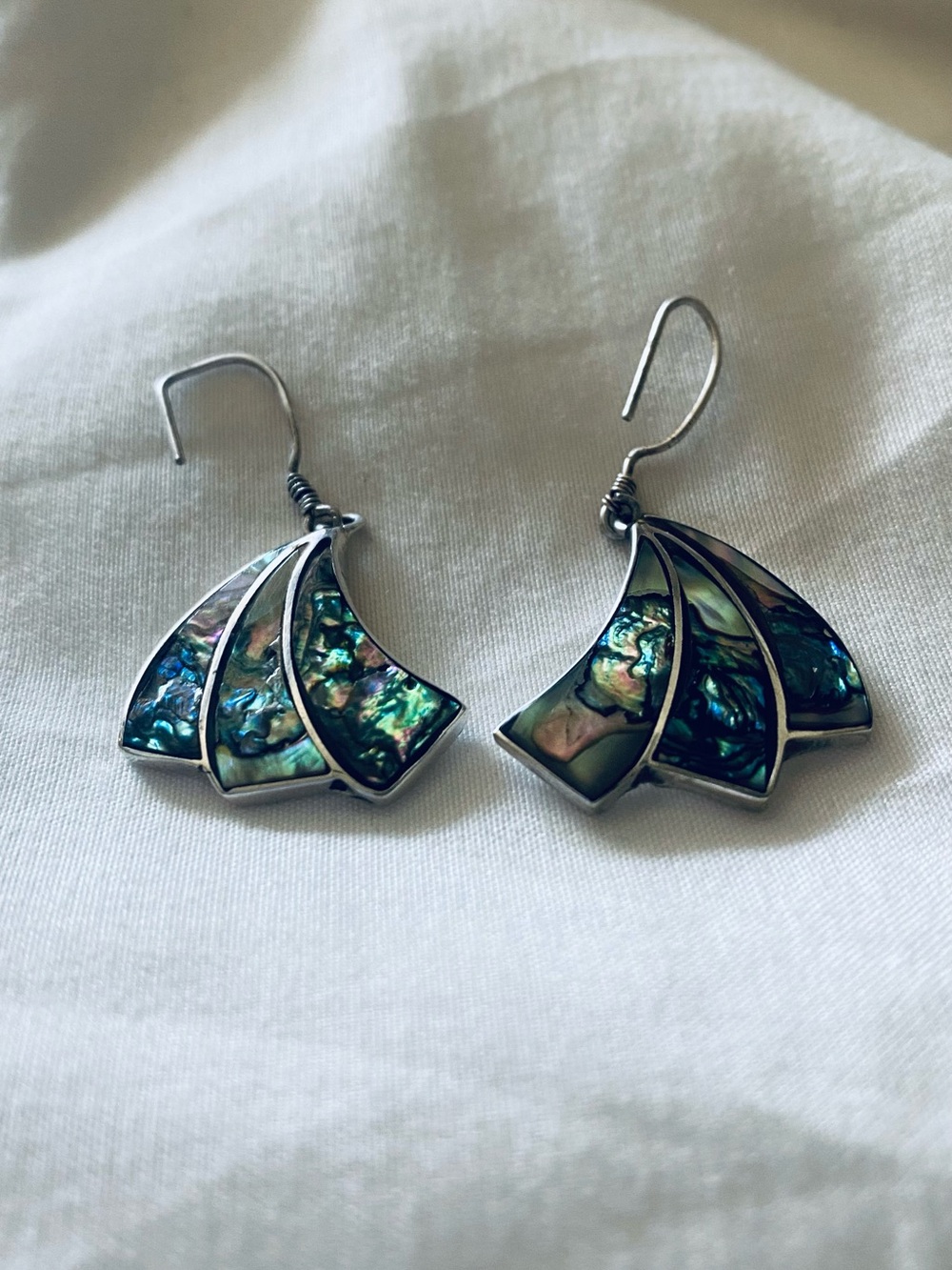 Sterling Silver Abalone Inlay Drop Earrings